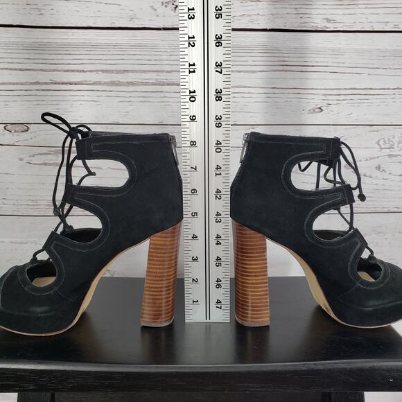 Vince Camuto Kamaye Women's Black Suede Lace Up Block Heel  Size 7.5 M - Picture 9 of 14
